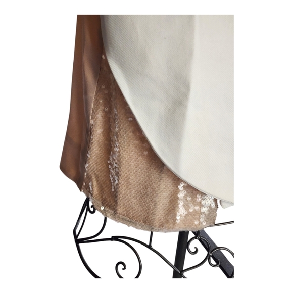 Miarte White Wrap Top with Sequin Accents Size 4 Sleeveless Satin Tie Blouse - Picture 5 of 8